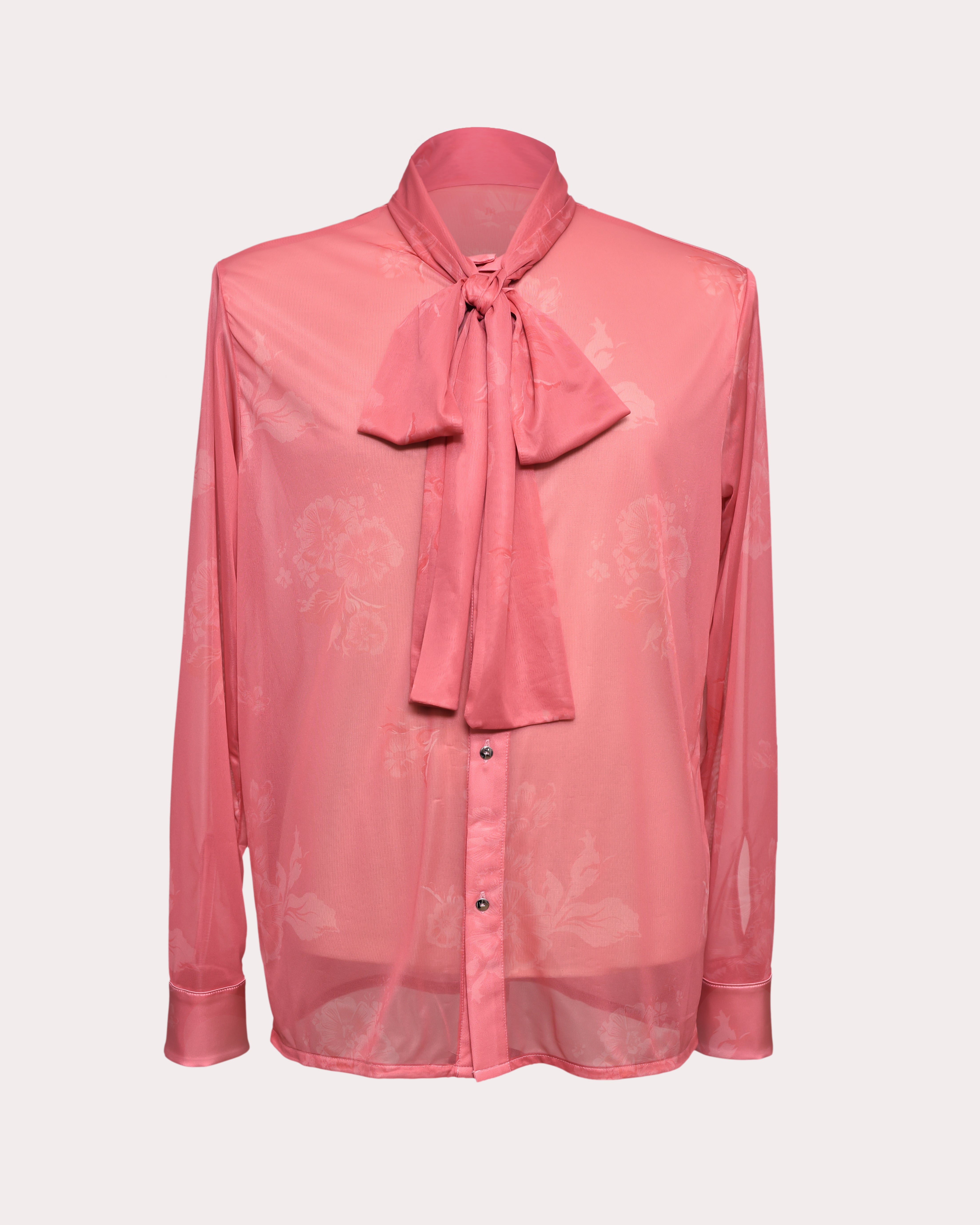 Sheer Shirt with Neck Tie