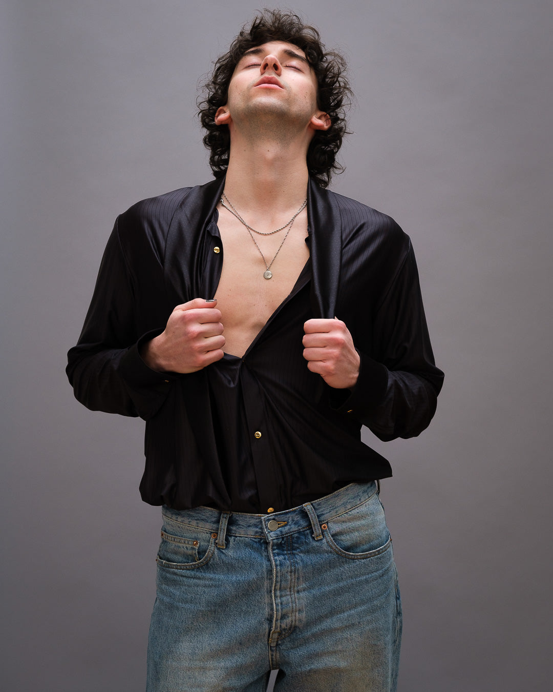 Unisex Contoured Shawl Collar Shirt