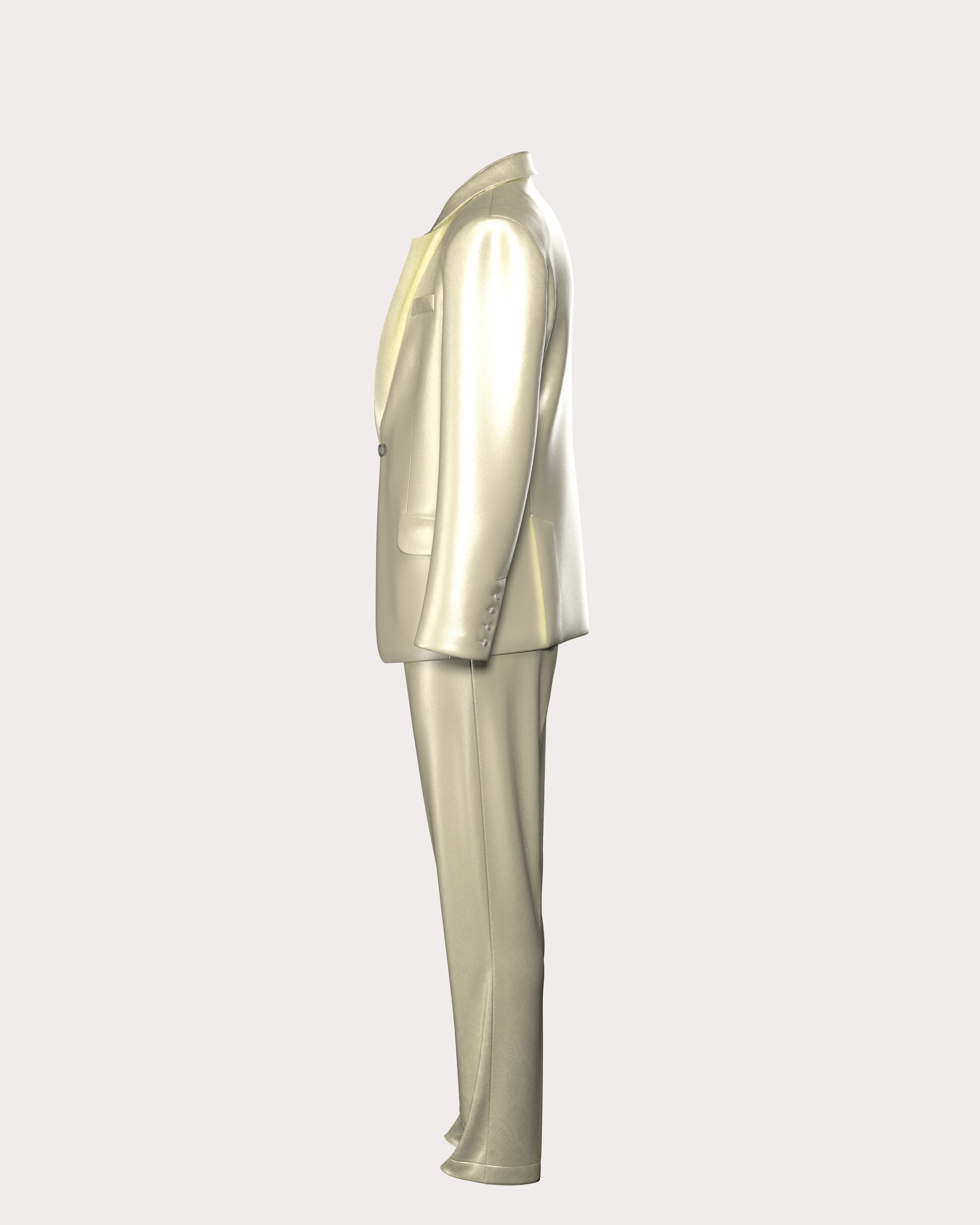 Satin Ornament Single-Breast Suit