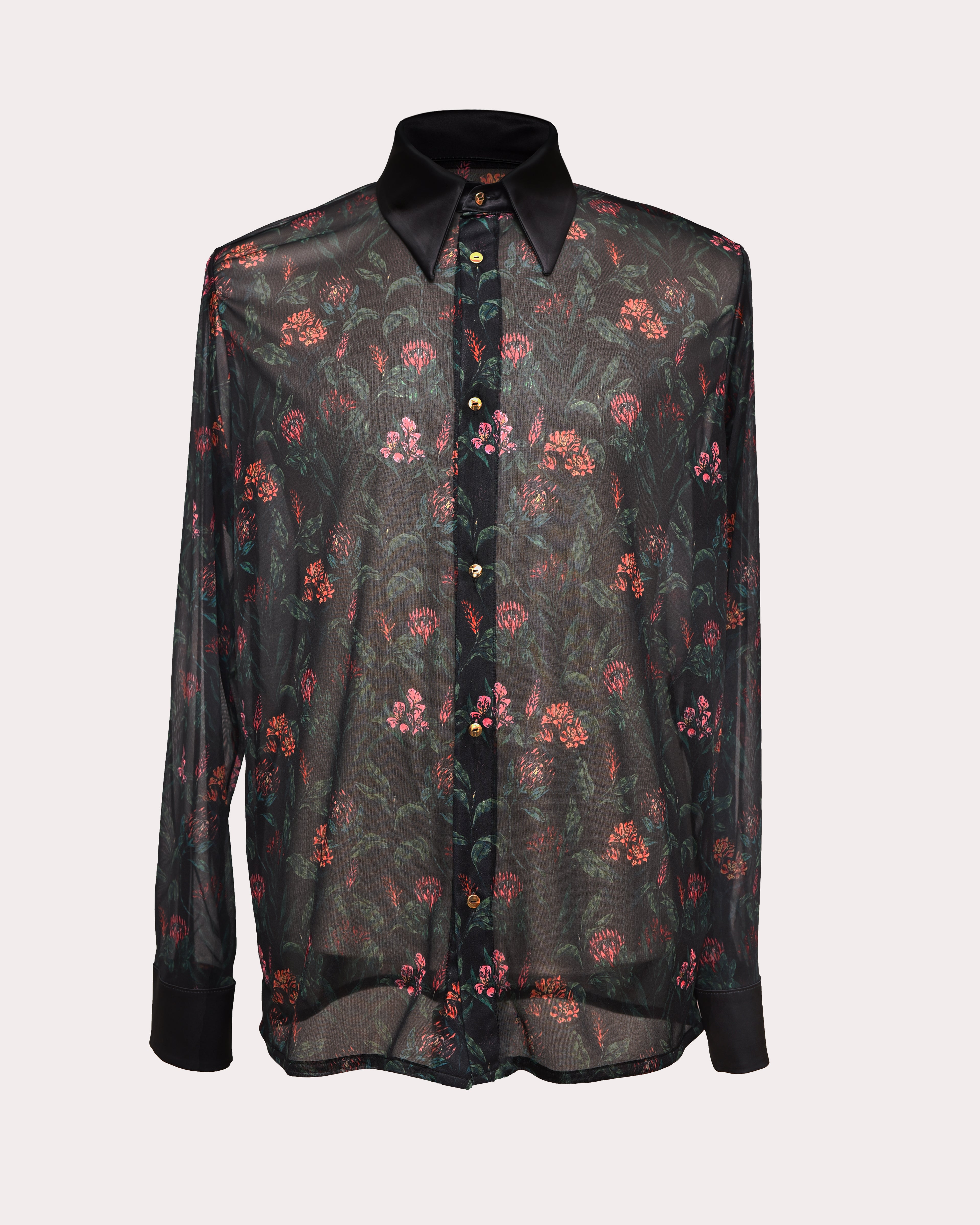 Unisex Floral Sheer Shirt