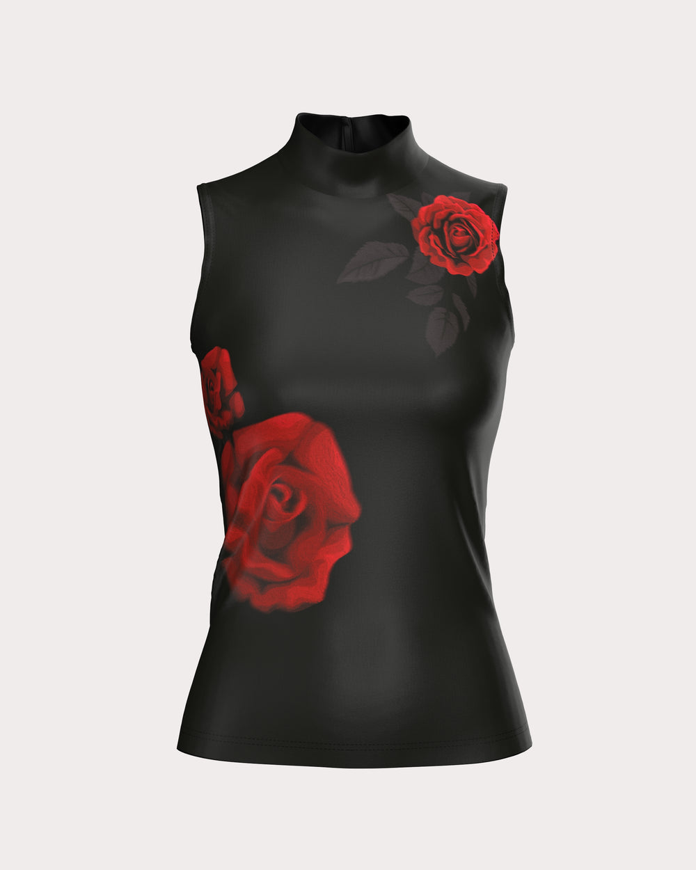 Turtleneck Sleevelss Ruched Minimalist T-shirt