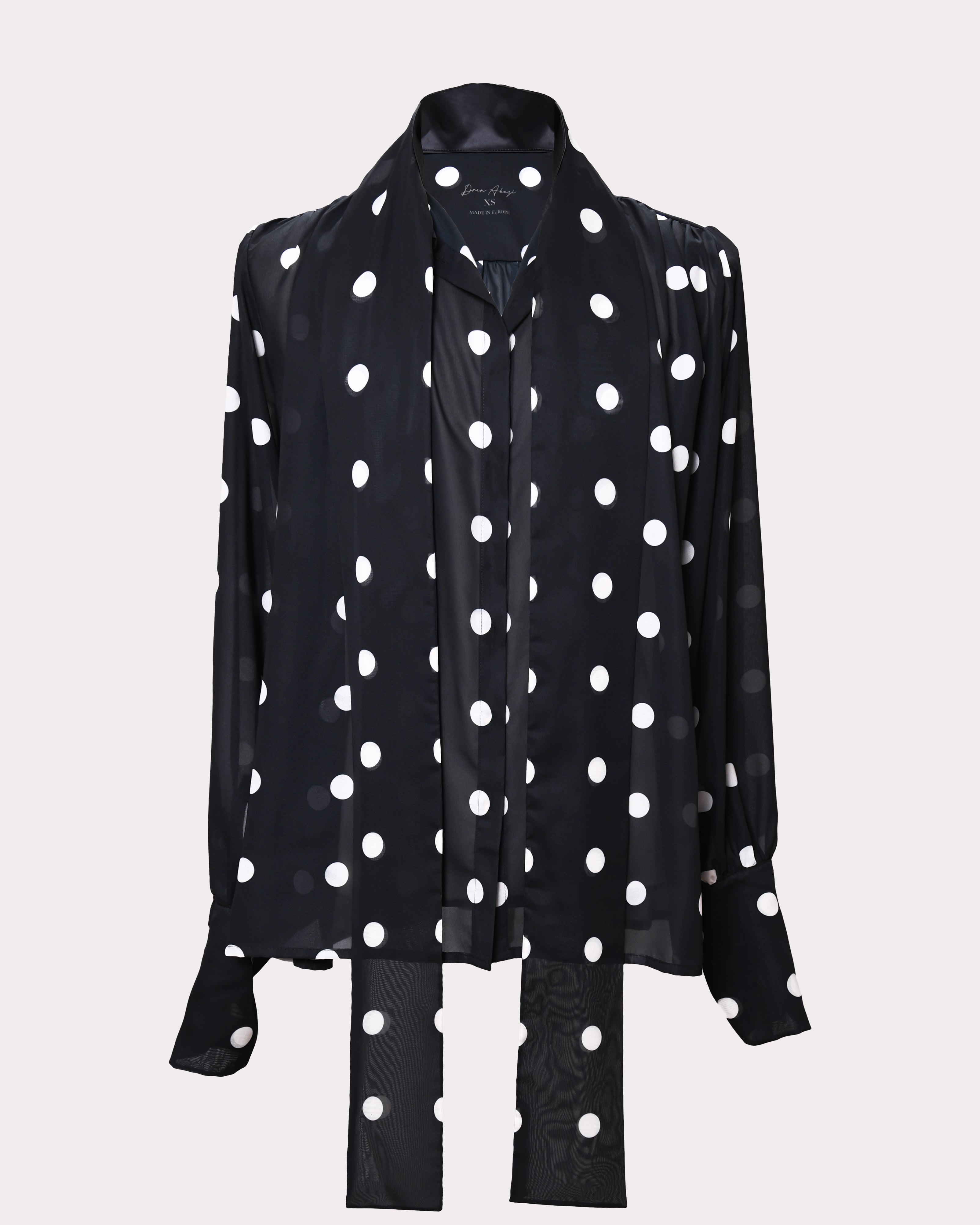 Unisex Scarf Collar Sheer Shirt